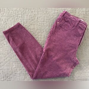 Anthropologie Pilcro High Rise Button Fly Skinny Corduroy Plum Pant Sz 32 Purple